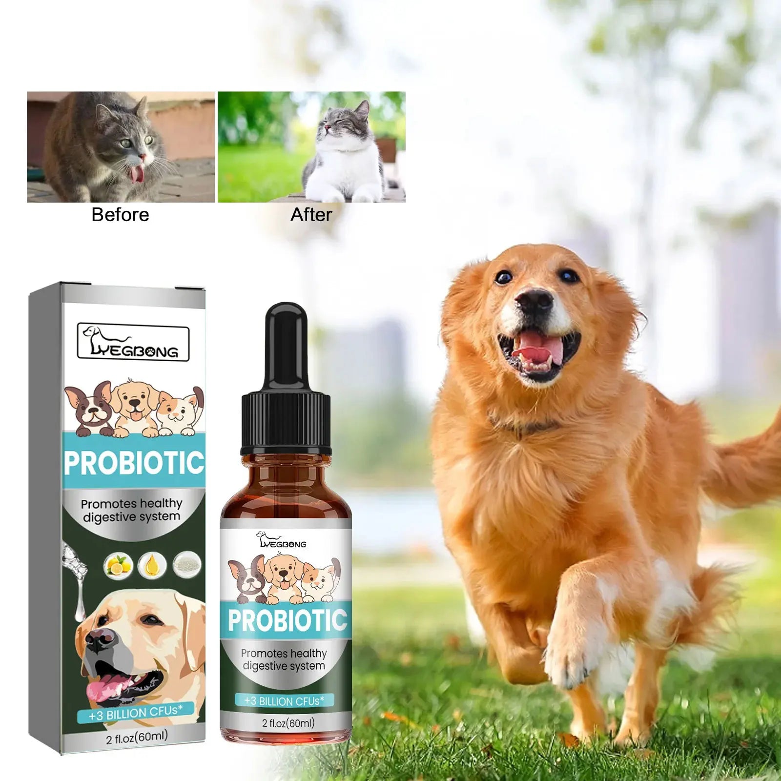 Probiotics Drop Digestive Health Support for Dogs,  Improve Gastrointestinal Vomiting Stomach