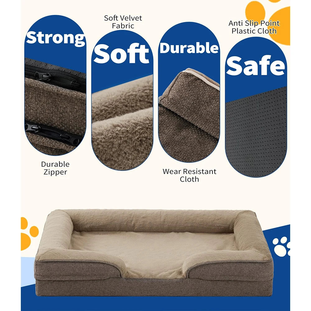 Large Dog, Pet,  Orthopedic, Cushioned Bed - Waterproof, EZ clean,  Washable Removable Cover