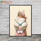 Cute Pet Cat Animals Posters Wall Art Canvas Painting Cartoon Illustration Wall Pictures For Living Room Nordic Poster Unframed