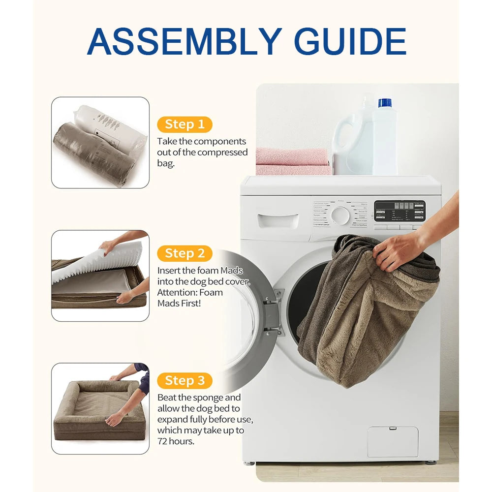 Large Dog, Pet,  Orthopedic, Cushioned Bed - Waterproof, EZ clean,  Washable Removable Cover