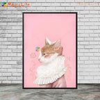 Cute Pet Cat Animals Posters Wall Art Canvas Painting Cartoon Illustration Wall Pictures For Living Room Nordic Poster Unframed