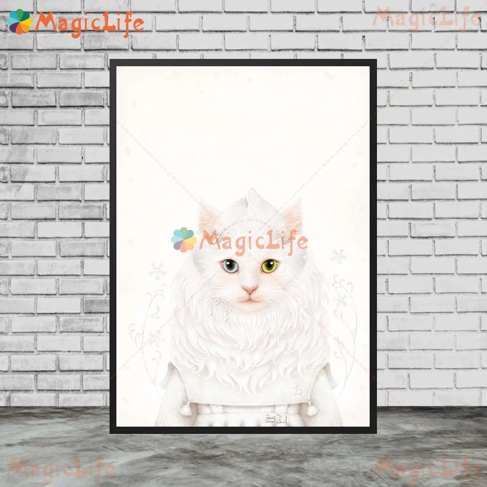 Cute Pet Cat Animals Posters Wall Art Canvas Painting Cartoon Illustration Wall Pictures For Living Room Nordic Poster Unframed