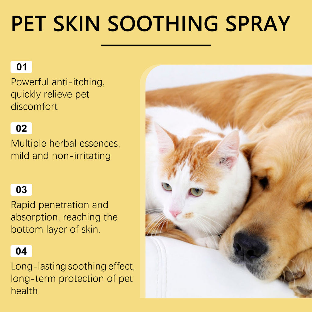 Pet Skin Care Spray Relief for Dogs/Cats, Treats  Flea Lice Skin Scratching and Licking, Portable Pet Wound Spray