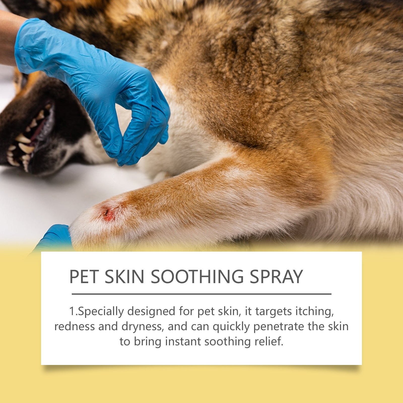 Pet Skin Care Spray Relief for Dogs/Cats, Treats  Flea Lice Skin Scratching and Licking, Portable Pet Wound Spray