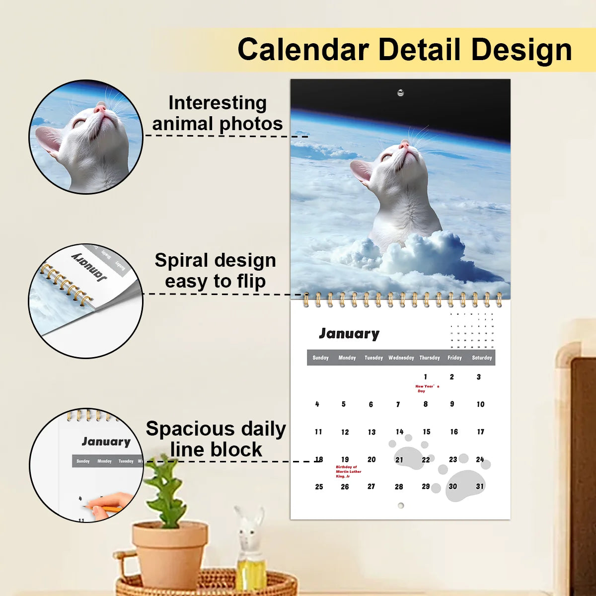 2026 Cat Calendar For Cat Lovers, Humor Cats & Kitten  Calendar, 2026 Monthly Wall Hanging Calendars