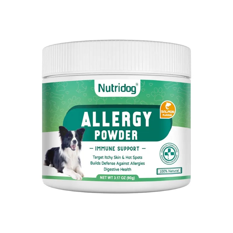 Anti-allergy & Immune Support Powder for dogs, Contains Omega-3 Fish Oil, Probiotics, Quercetin for itching relief and seasonal allergies