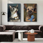 Funny Animals Personify Poster Print Cat Dog Rabbit Hamster Eat Something Canvas Painting Wall Art for Living Room Home Decor