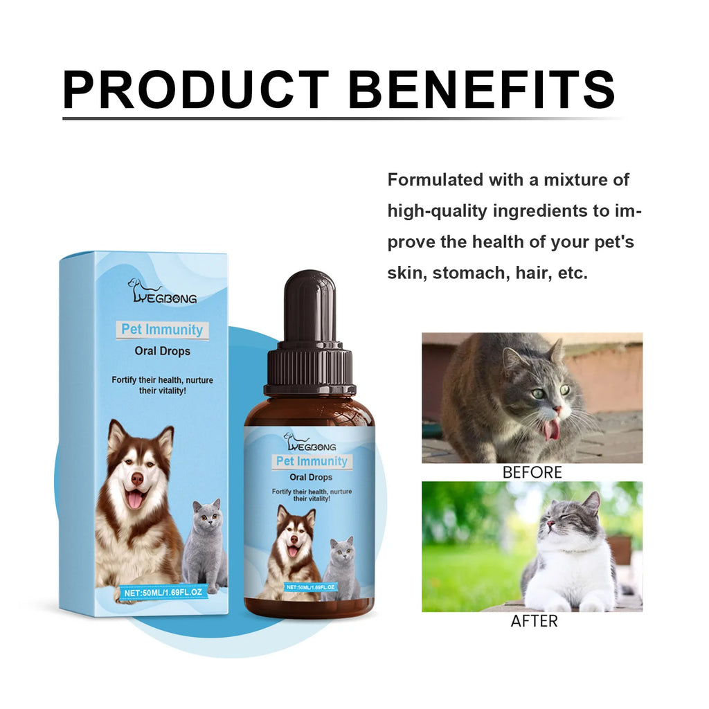 Pet Health Drops for Cats and Dogs, Provides Balanced Nutrition, Enhance Puppy/Kitten Disease Immunity,Multi Vitamin Pet Health Supplements