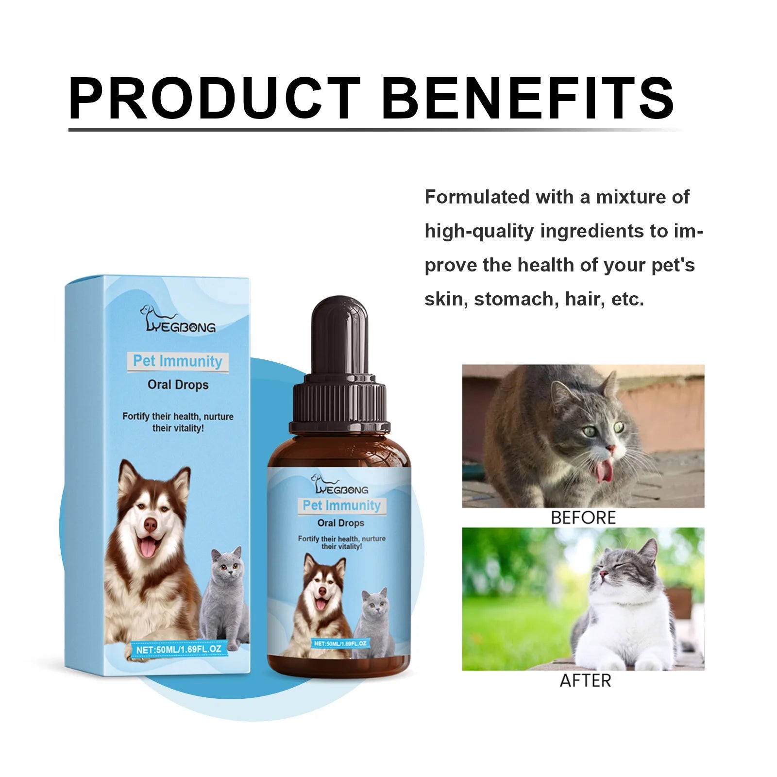 Pet Health Drops for Cats and Dogs, Provides Balanced Nutrition, Enhance Puppy/Kitten Disease Immunity,Multi Vitamin Pet Health Supplements