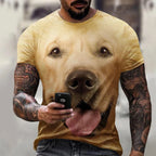Cute Dog Face Graphics T Shirts Summer Fashion Short Sleeve Funny 3D Animals Printed T-shirts Mens Casual Loose Harajuku Tees