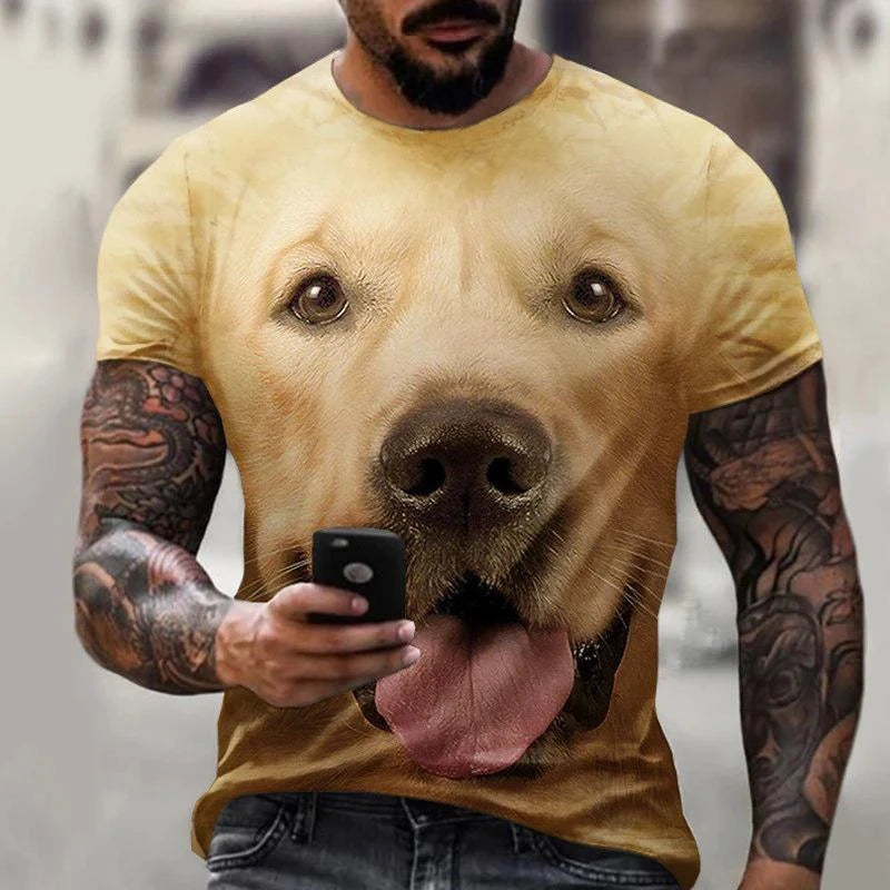 Cute Dog Face Graphics T Shirts Summer Fashion Short Sleeve Funny 3D Animals Printed T-shirts Mens Casual Loose Harajuku Tees