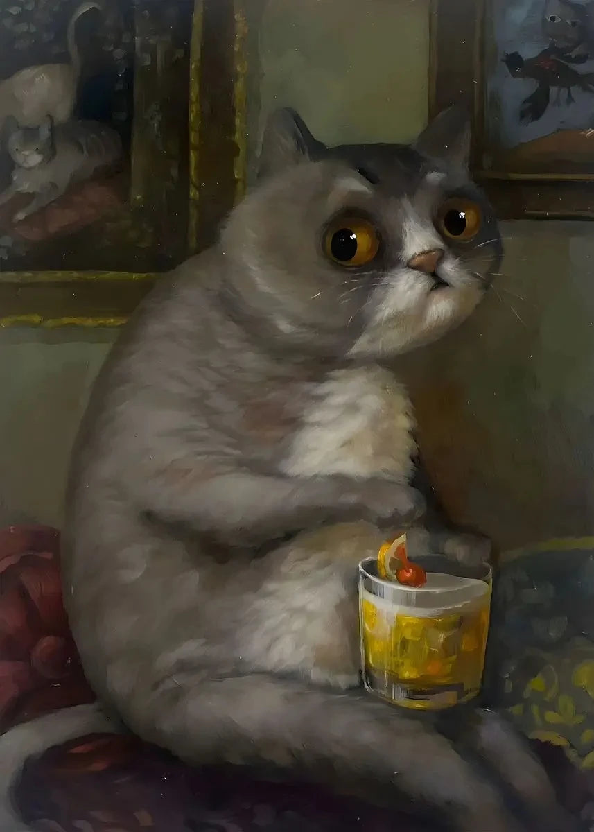 Funny Animals Personify Poster Print Cat Dog Rabbit Hamster Eat Something Canvas Painting Wall Art for Living Room Home Decor