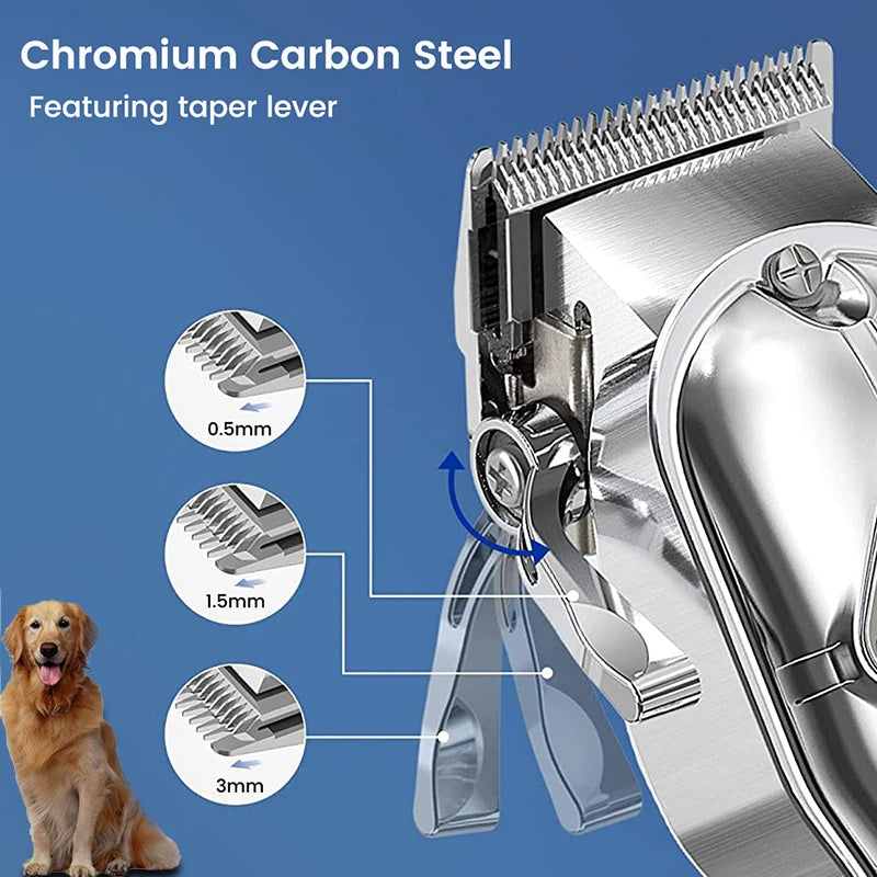 Professional Dog & Cat Hair Clippers Full Metal Rechargeable, Low Noise