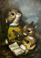 Funny Animals Personify Poster Print Cat Dog Rabbit Hamster Eat Something Canvas Painting Wall Art for Living Room Home Decor