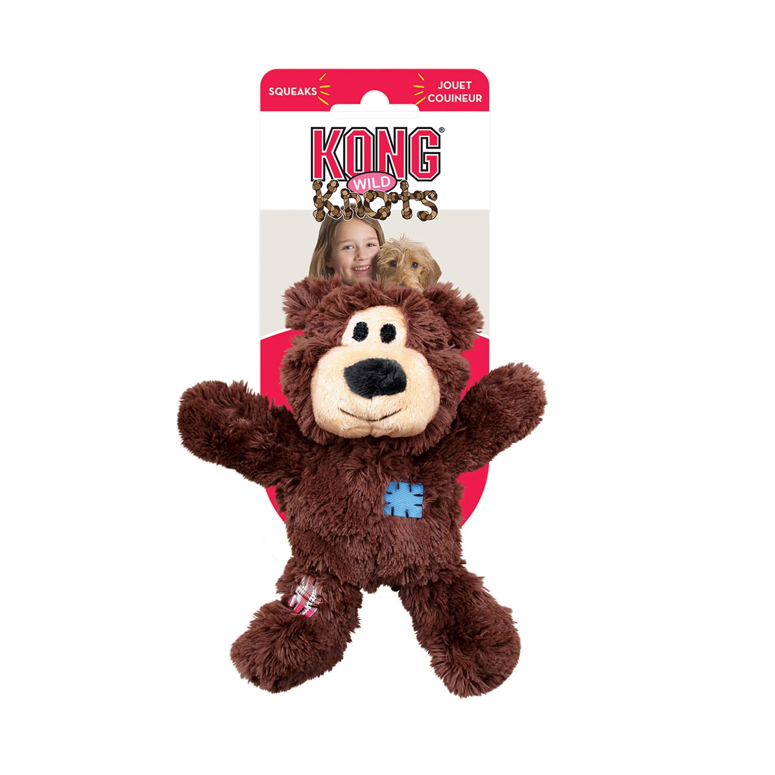 KONG - Wild Knots Bear Toy - with Knotted Ropes - Minimal Stuffing - Assorted Colors