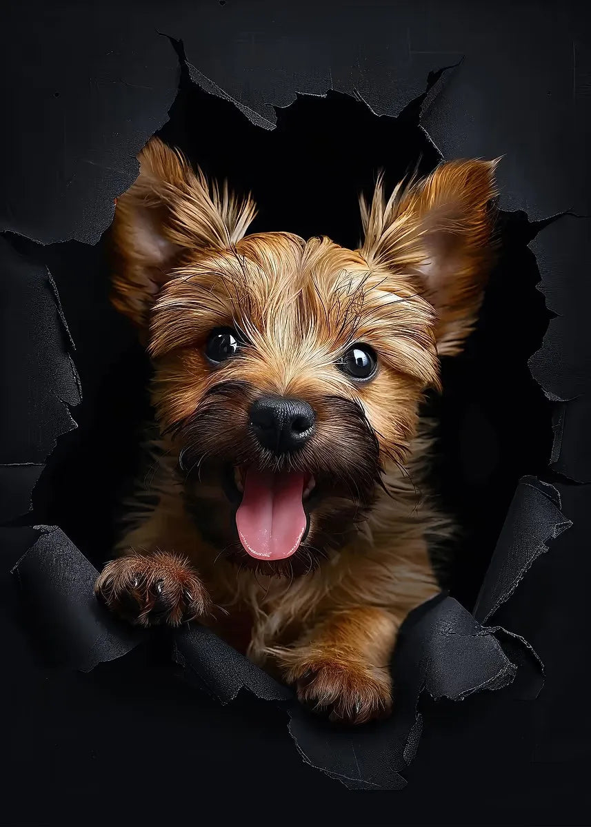 Funny The Dog In The Crevice Posters Norwich Terrier Lhasa Apso Dog Prints Canvas Painting Wall Pictures Home Kid's Room Decor
