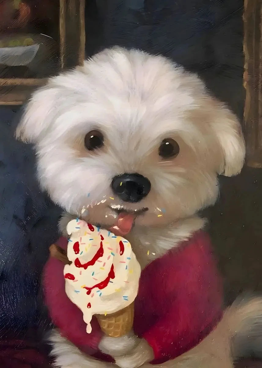 Funny Animals Personify Poster Print Cat Dog Rabbit Hamster Eat Something Canvas Painting Wall Art for Living Room Home Decor