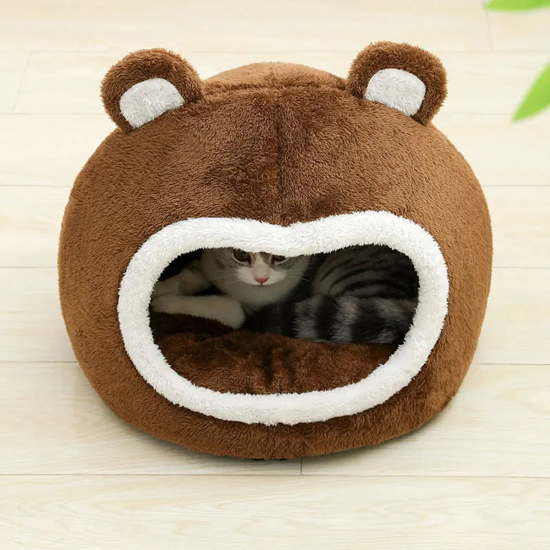 Warm Indoor Cat Kitten small dog Pet House - Funny, Plush Lounger - Cave Bed