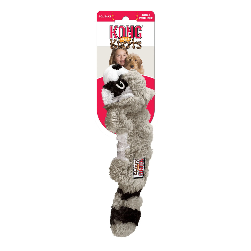 KONG - Scrunch Knots Raccoon - Internal Knotted Ropes - Minimal Stuffing for Medium/Large Dogs