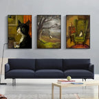 Funny Animals Personify Poster Print Cat Dog Rabbit Hamster Eat Something Canvas Painting Wall Art for Living Room Home Decor