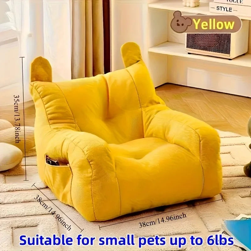 Cat Sofa Bed with Cartoon Design, Detachable Washable for Indoor Cats, Support Up To 2.72KG