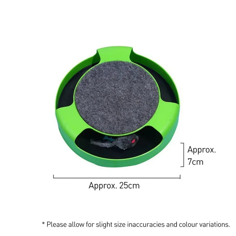 Fun Cat Turntable Toy, Mouse, fish  Chase Trap, Scratching Board Educational Play Turntable