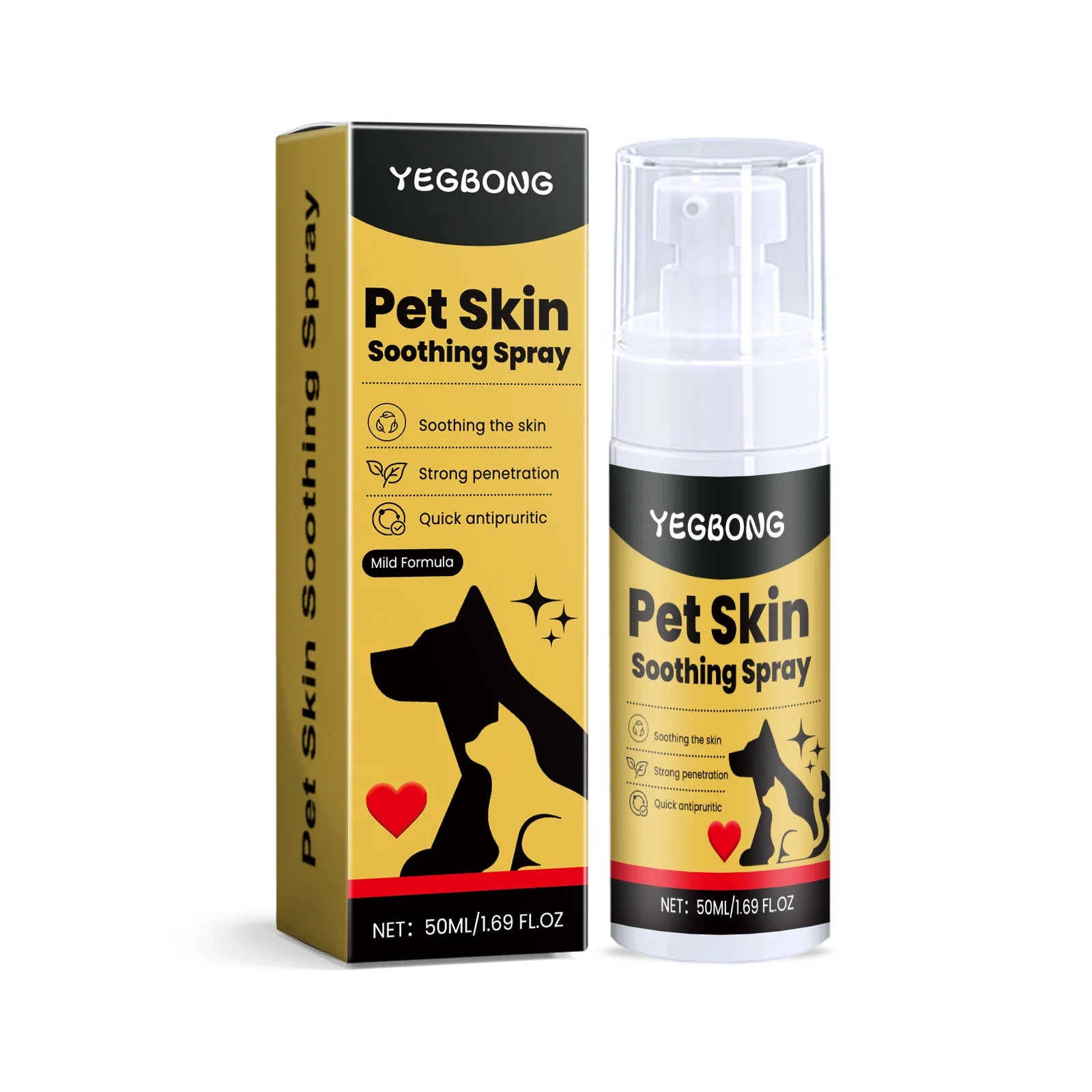 Pet Skin Care Spray Relief for Dogs/Cats, Treats  Flea Lice Skin Scratching and Licking, Portable Pet Wound Spray