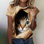3D Printed Artistic Cat TShirt for Women  Plus Size Casual Short Sleeves Loose T Shirts ONeck Tops Funny Animal Pet Pattern Tees