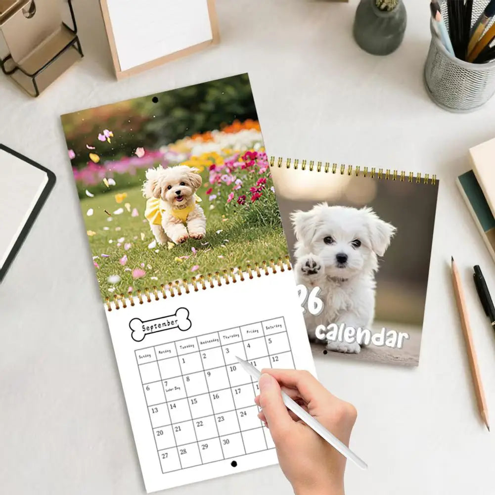 2026 New Dogs, Dog-Lovers Calendar - Year, Monthly, Planner Agenda Schedule Organizer Wall Calendar