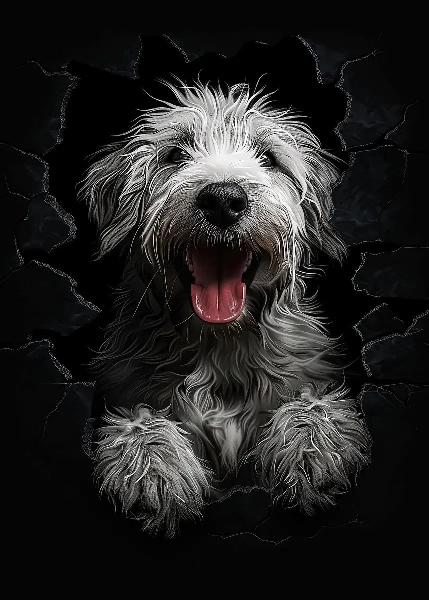 Funny The Dog In The Crevice Posters Norwich Terrier Lhasa Apso Dog Prints Canvas Painting Wall Pictures Home Kid's Room Decor