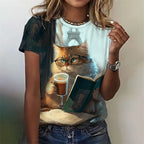 3D Printed Artistic Cat TShirt for Women  Plus Size Casual Short Sleeves Loose T Shirts ONeck Tops Funny Animal Pet Pattern Tees
