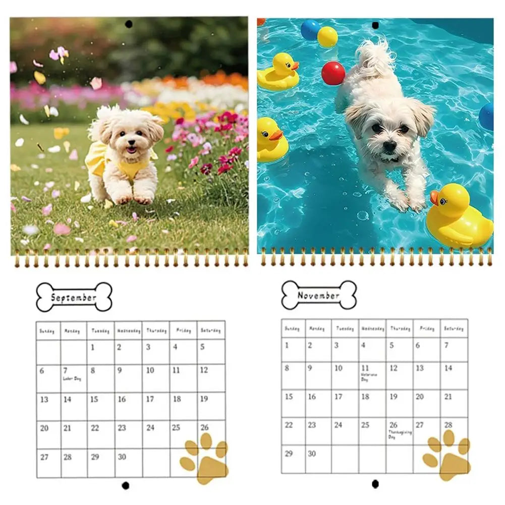 2026 New Dogs, Dog-Lovers Calendar - Year, Monthly, Planner Agenda Schedule Organizer Wall Calendar