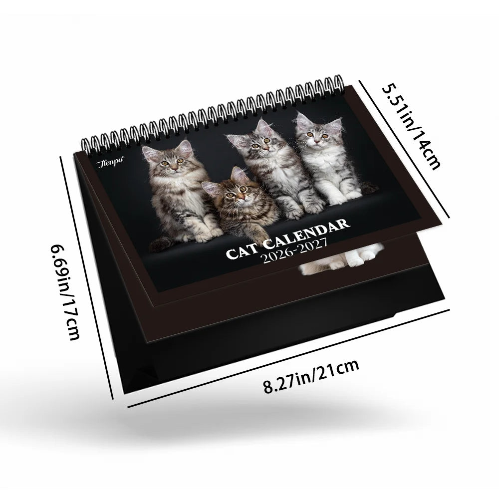 1pc 2026-2027 Cat Theme Calendar, Pet Cat，24- Monthly Planner, Desktop Calendar, Perfect Gift for the New Year