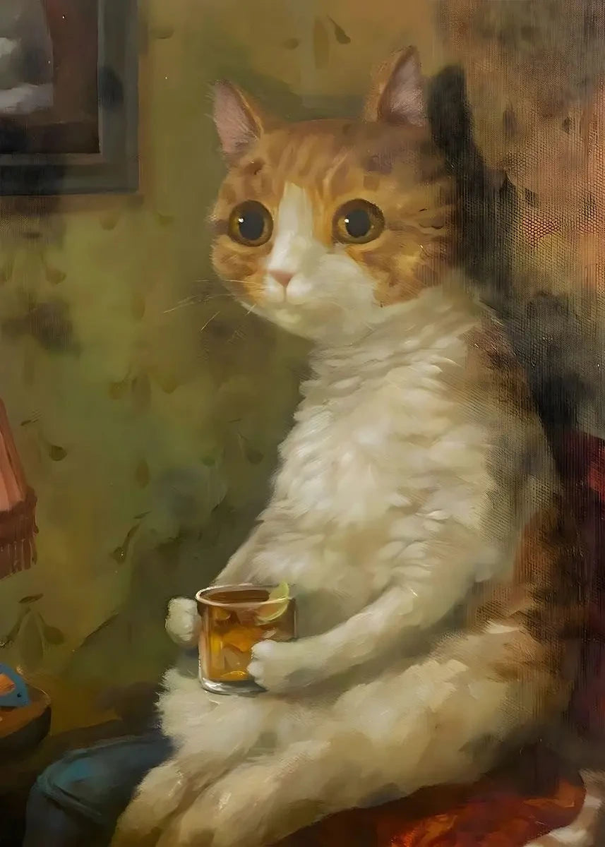 Funny Animals Personify Poster Print Cat Dog Rabbit Hamster Eat Something Canvas Painting Wall Art for Living Room Home Decor