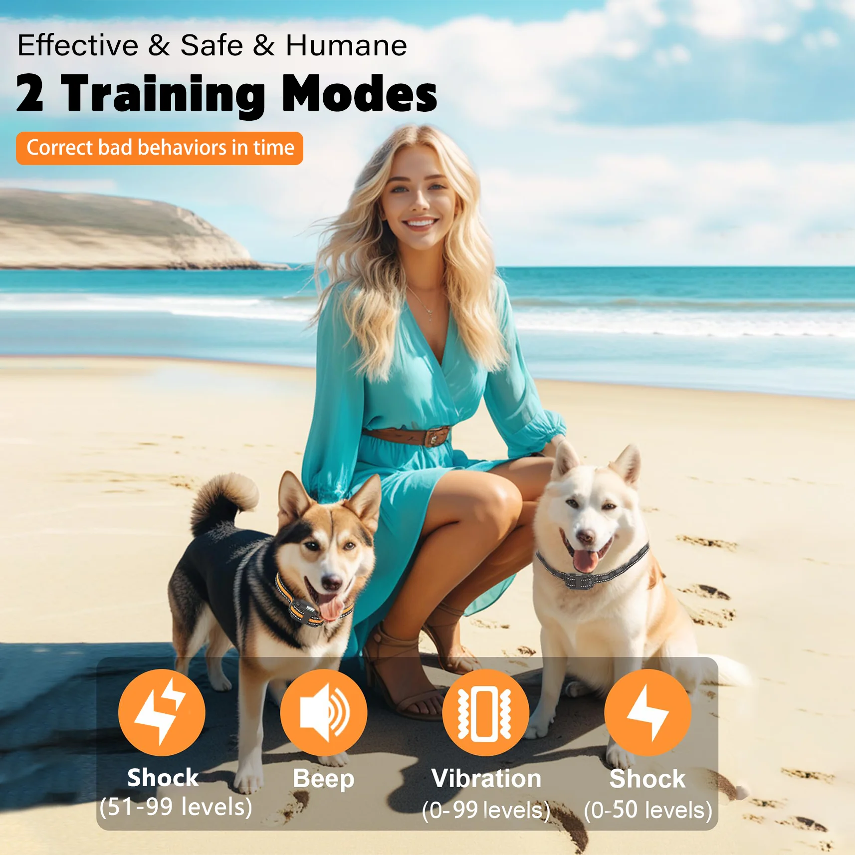 2000 Ft Electric Dog Training Collar Remote Control Waterproof Pet Behavior For 5-120 lbs Puppy With Shock Vibration