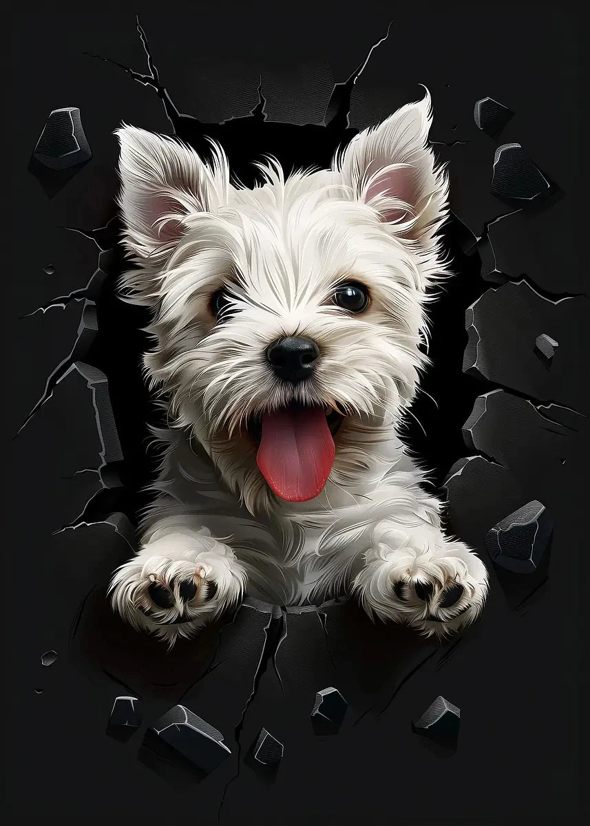 Funny The Dog In The Crevice Posters Norwich Terrier Lhasa Apso Dog Prints Canvas Painting Wall Pictures Home Kid's Room Decor