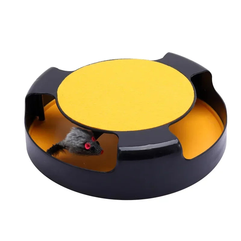 Fun Cat Turntable Toy, Mouse, fish  Chase Trap, Scratching Board Educational Play Turntable