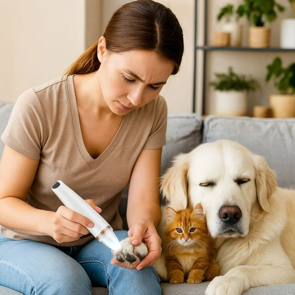 2-in-1 Pet Dog/Cat Nail Trimmer, Clipper, Grinder  - LED Low Noise, USB Charging,  Professional Electric Grooming Tools