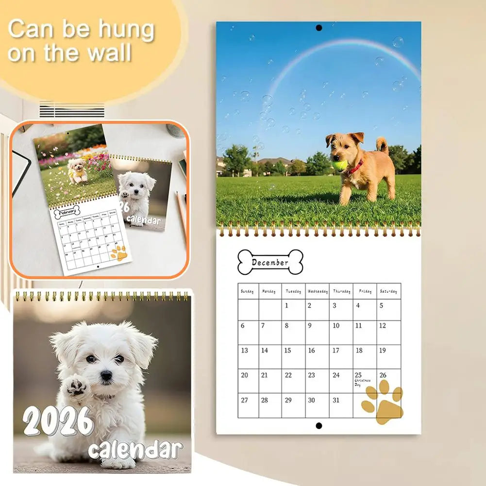 2026 New Dogs, Dog-Lovers Calendar - Year, Monthly, Planner Agenda Schedule Organizer Wall Calendar