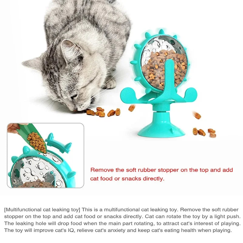 Cat Toy Treat Dispenser With Bell - Funny Rotatable Slow Feeder - Kitten Puppy Interactive Toys For Small Pets