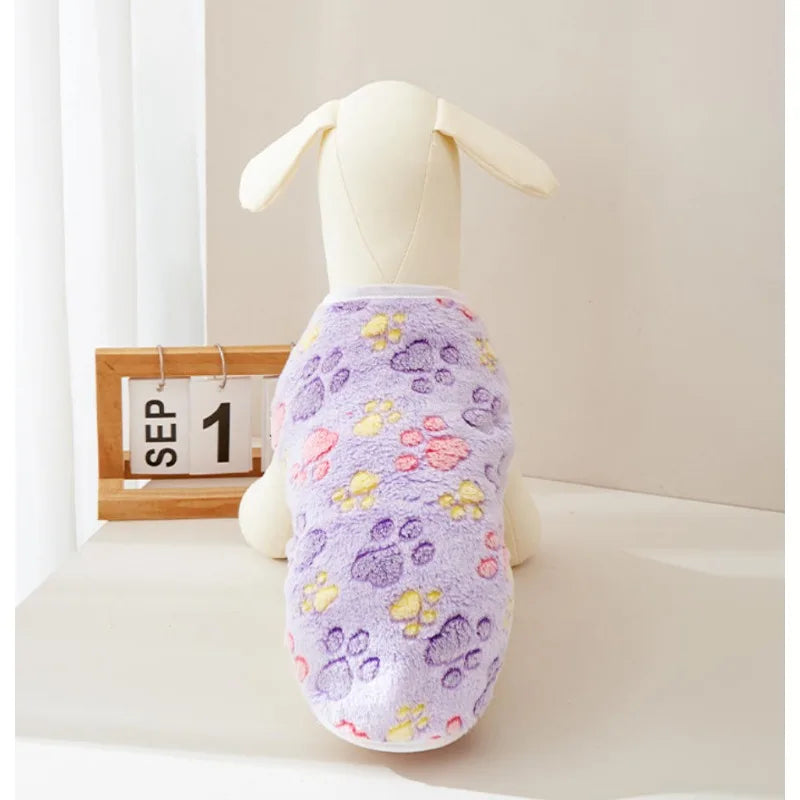 Flannel Soft, Vest, Pet Dog Clothes for Small or Medium sizes, Cute Vest Paw Print pattern and more