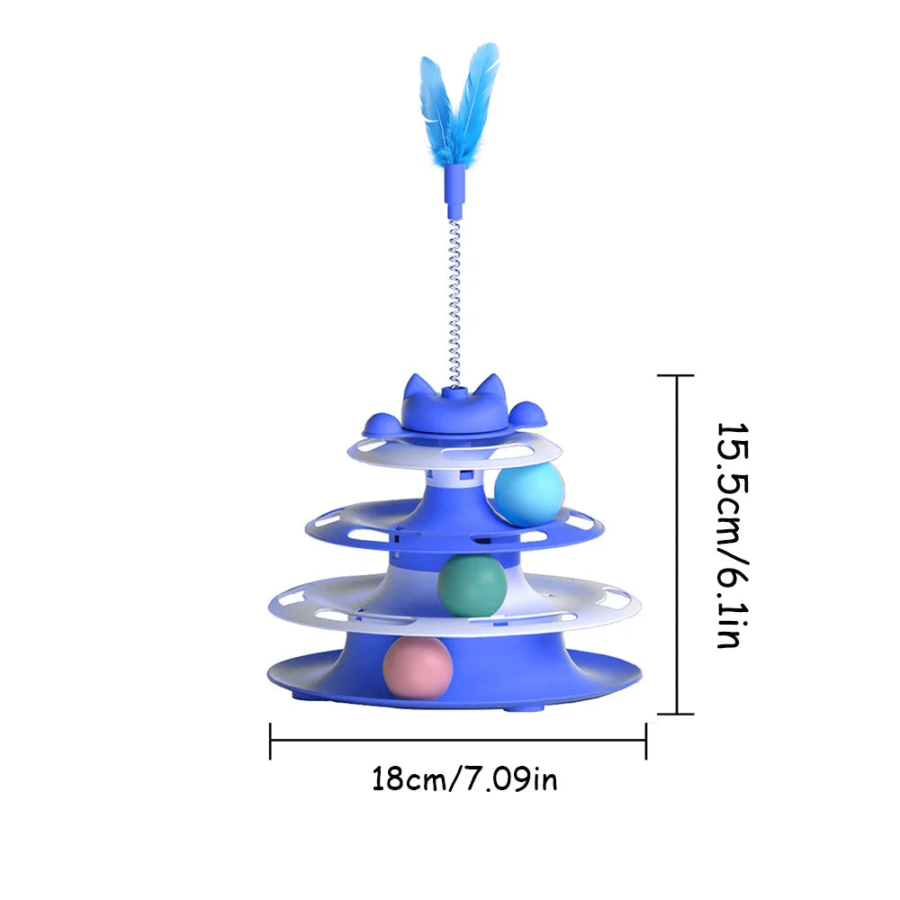 Self-Entertainment - Cat Toys - Interactive Turntable, Teaser Wand, Balls - Anti-Boredom for Kittens, Adult Cats,