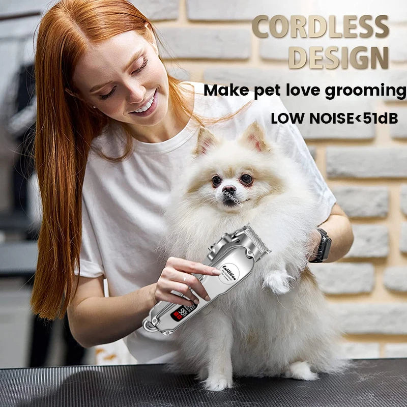 Professional Dog & Cat Hair Clippers Full Metal Rechargeable, Low Noise
