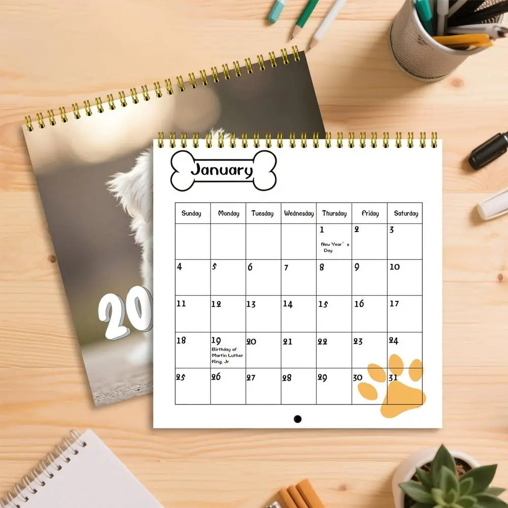 2026 New Dogs, Dog-Lovers Calendar - Year, Monthly, Planner Agenda Schedule Organizer Wall Calendar