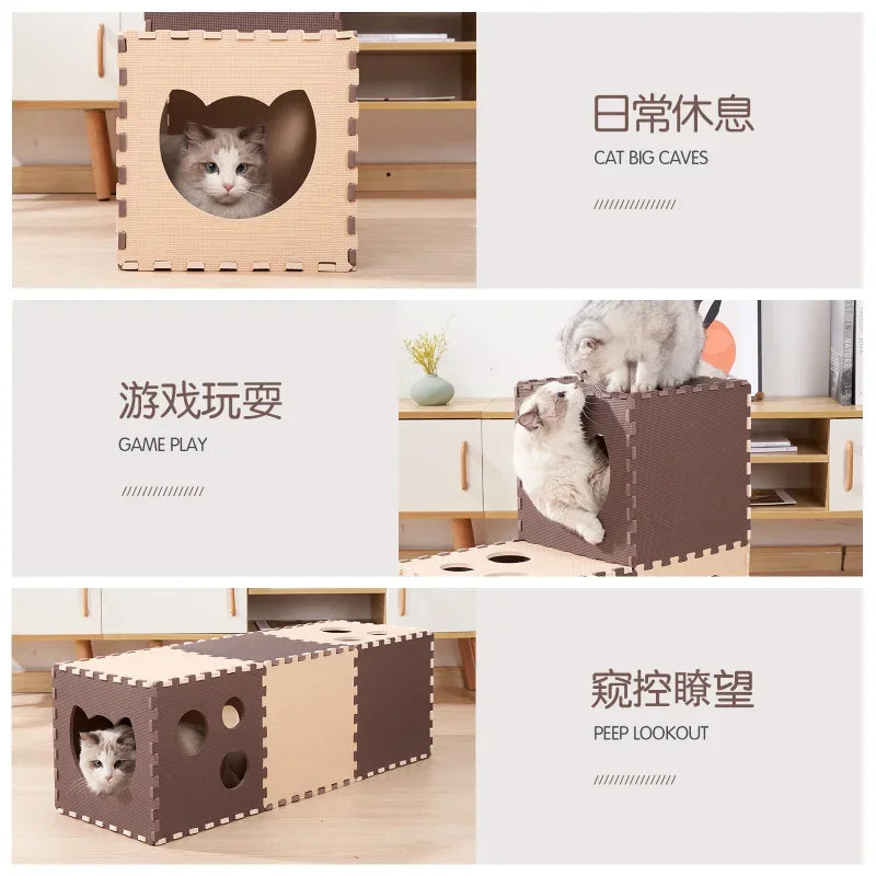 EVA Cat Tunnel Foam Scratchig Board and Toy - Foldable for interactive Pet Play