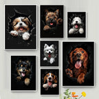 Funny The Dog In The Crevice Posters Norwich Terrier Lhasa Apso Dog Prints Canvas Painting Wall Pictures Home Kid's Room Decor