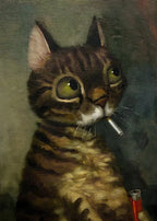 Funny Animals Personify Poster Print Cat Dog Rabbit Hamster Eat Something Canvas Painting Wall Art for Living Room Home Decor