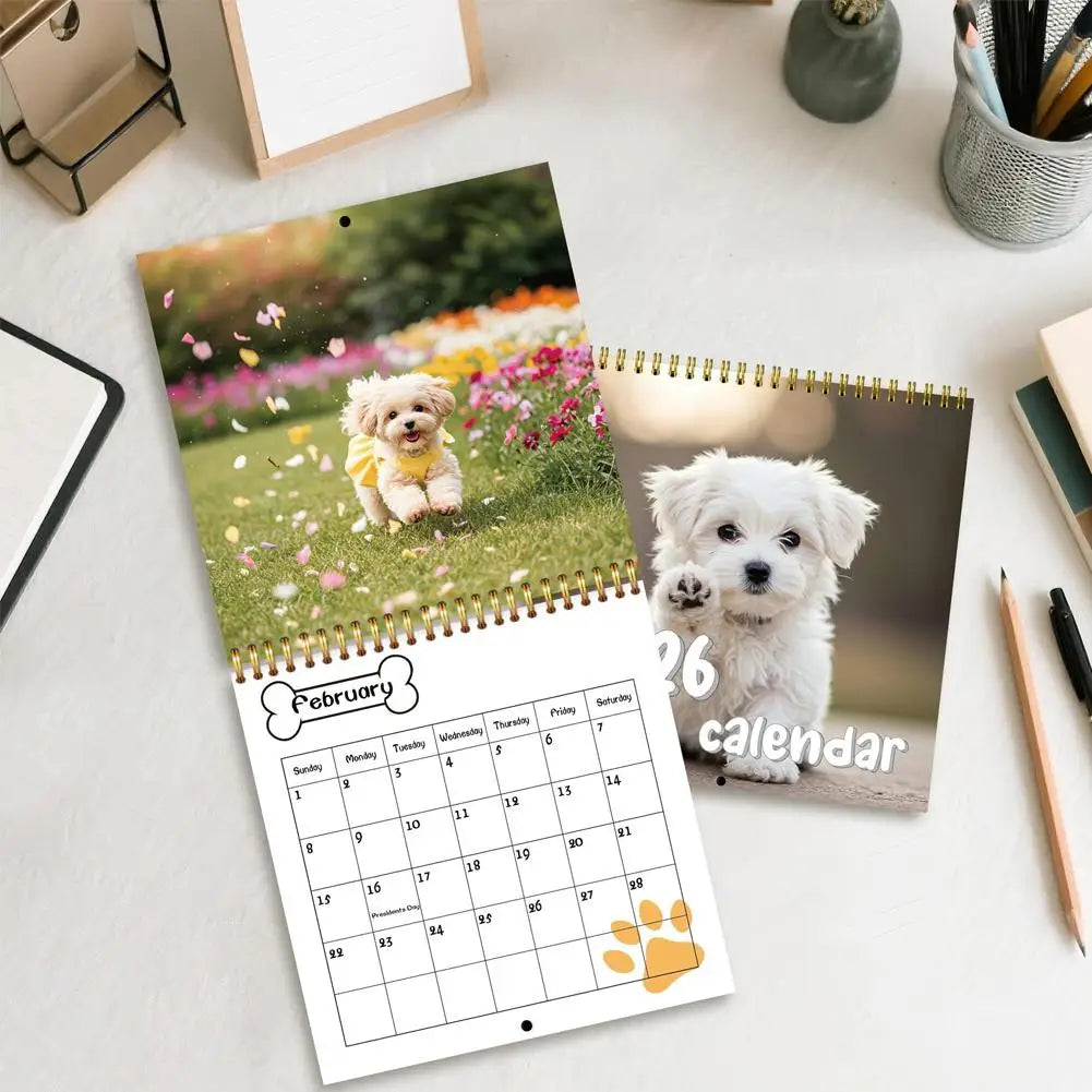 2026 New Dogs, Dog-Lovers Calendar - Year, Monthly, Planner Agenda Schedule Organizer Wall Calendar