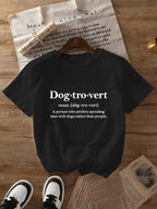 Women's Dog Lover Graphic Print T-Shirt - "Dogtrovert" Short Sleeve