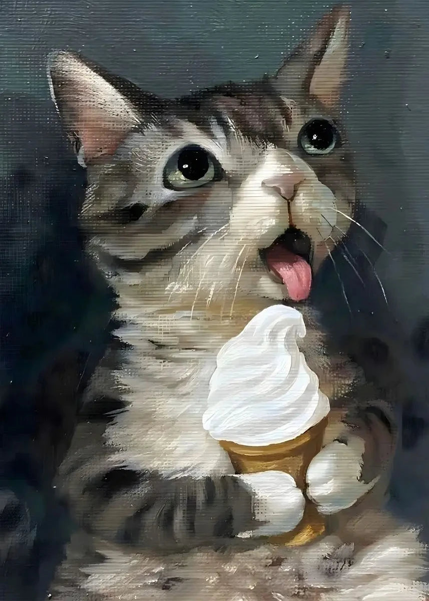 Funny Animals Personify Poster Print Cat Dog Rabbit Hamster Eat Something Canvas Painting Wall Art for Living Room Home Decor